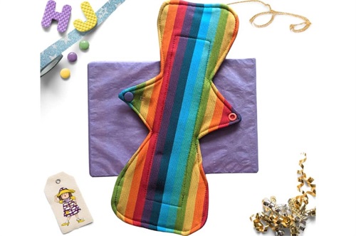 Buy  10 inch Cloth Pad Rainbow Stripes now using this page